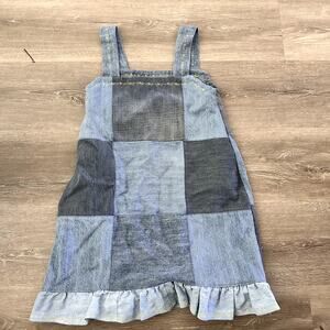 Vintage Handmade Patchwork Denim Dress Embroidered Sun Size 3T